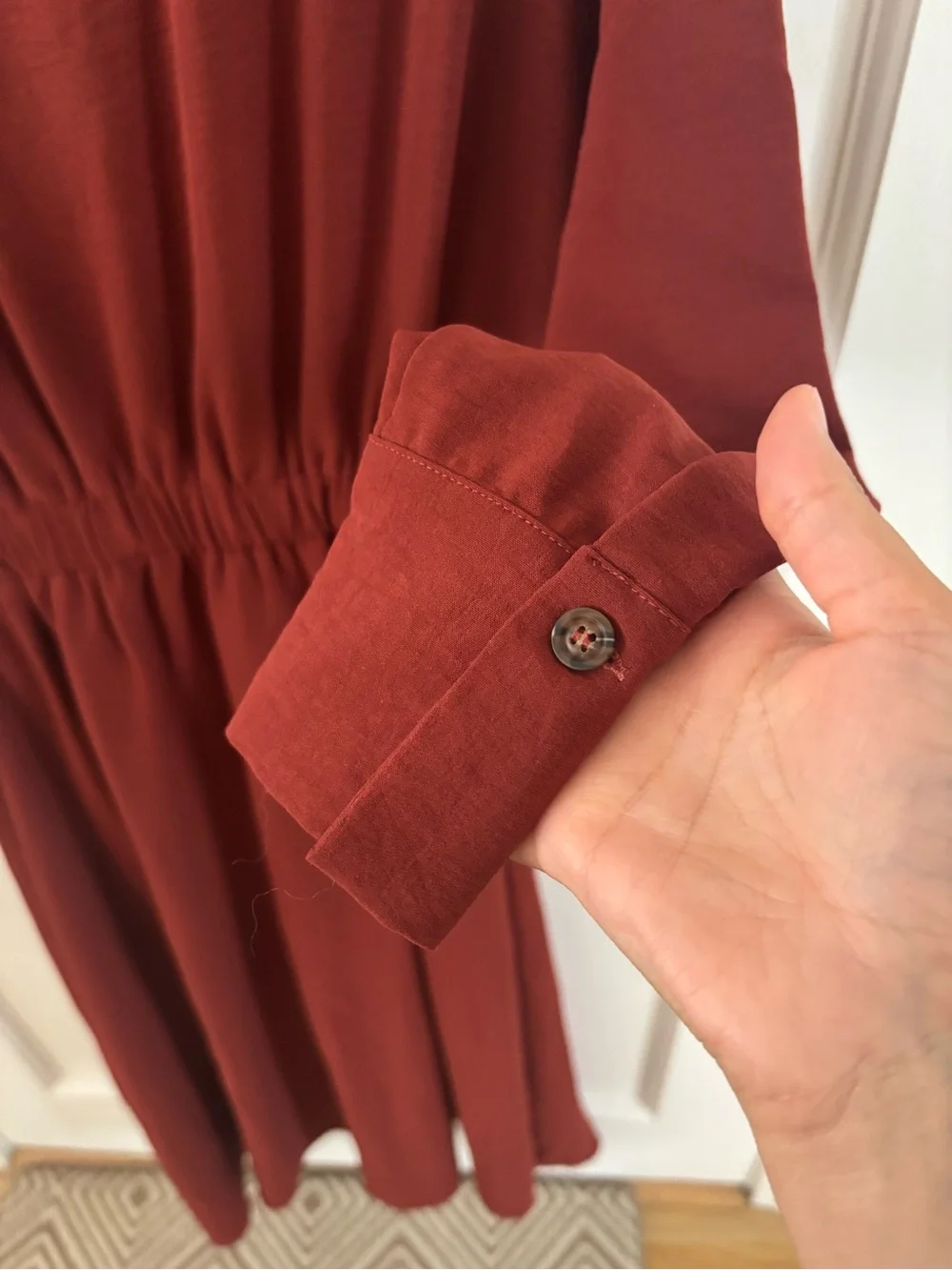 Lulu's Rust Red Collared Button-Front Dress - Picture 7 of 9